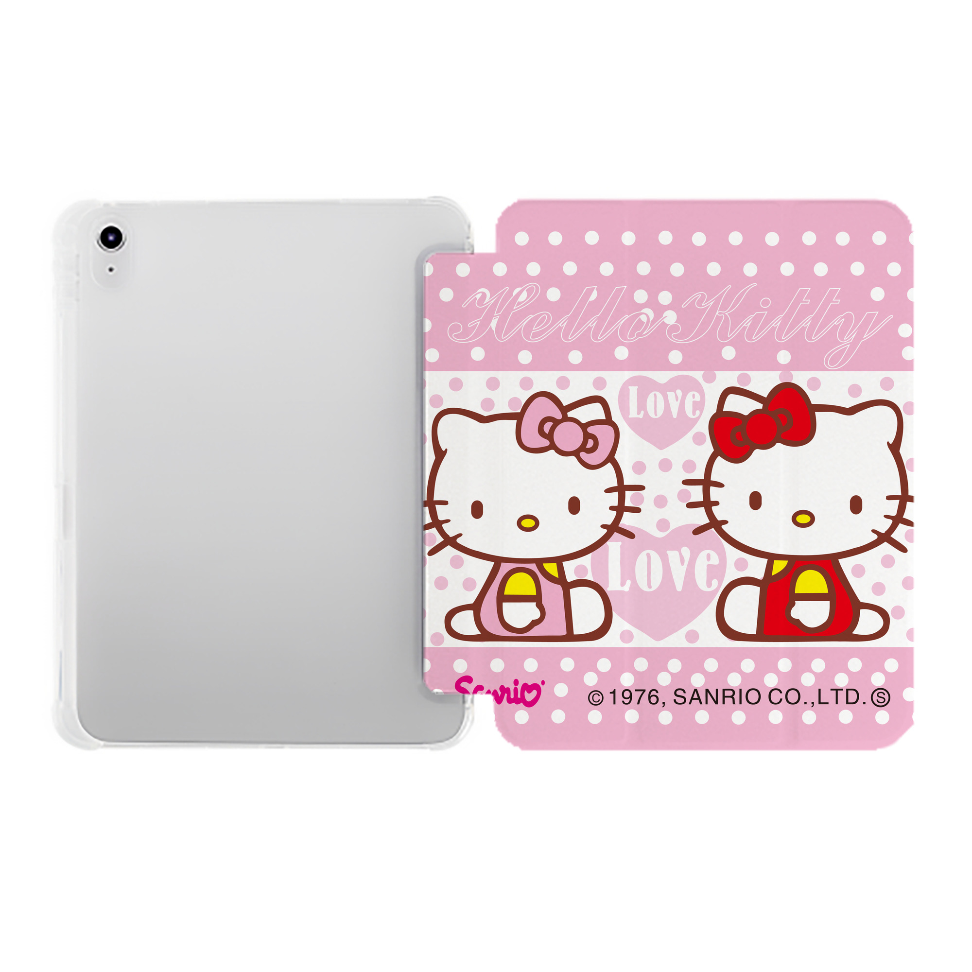 （画像用） Hello Kitty ハローキティ IPad ケース ペン収納付き 三つ折りスタンド PUレザー×シリコン 対応機種9.5/10.5/10.9インチ